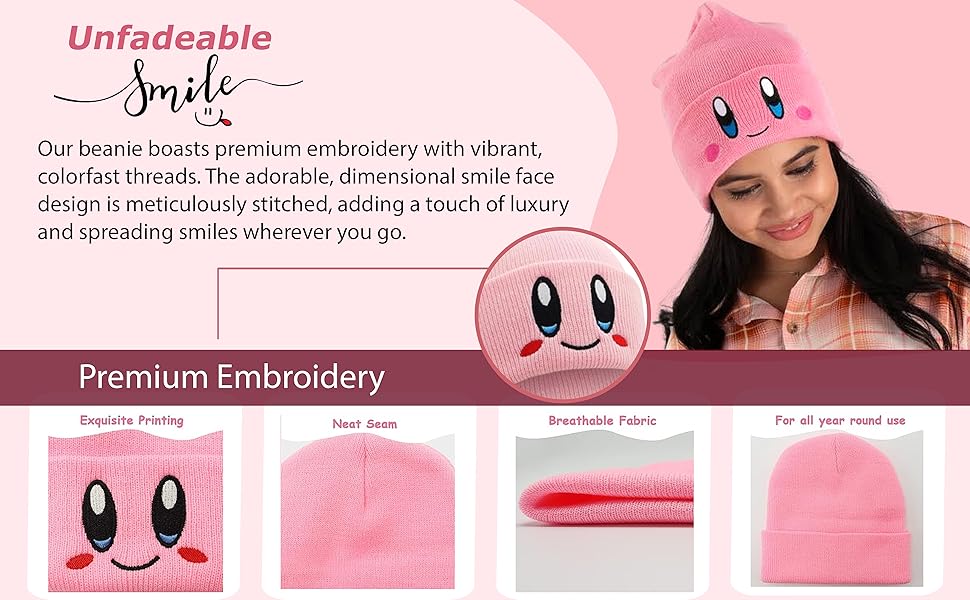 SPN-SSIWC, embroidery beanie, kirby, hats, merch, frog beanie, christmas hats adults, hat pack, love