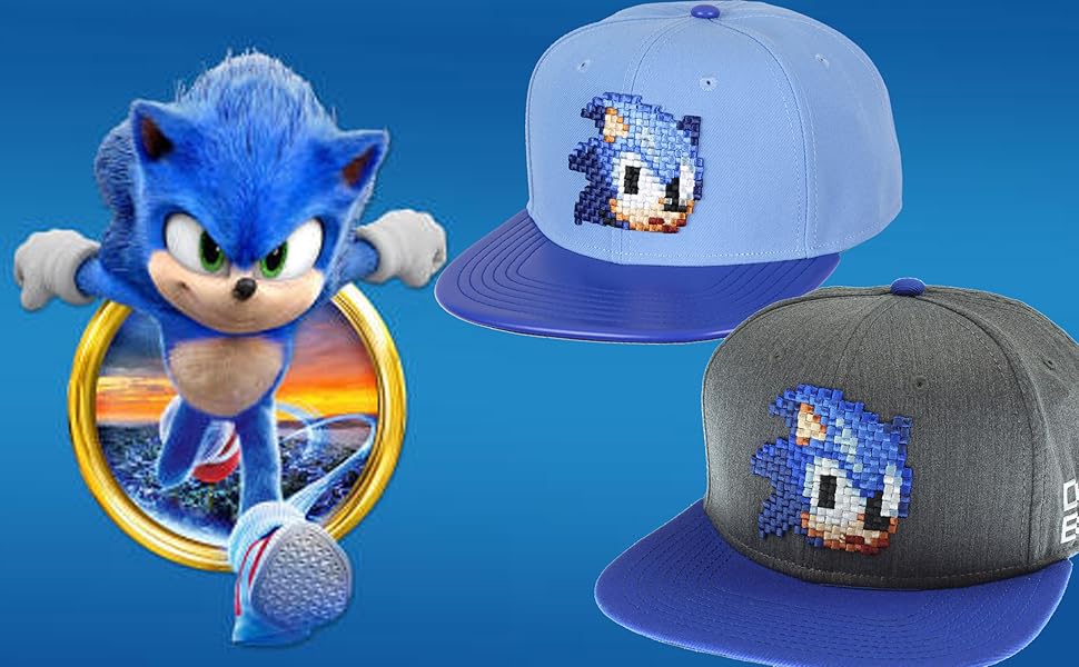 Sonic The Hedgehog Hat - Sonic Pixel Face Adjustable Snapback Hat Cap