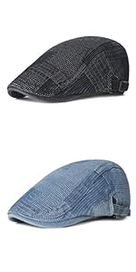 Men Denim Jeans Newsboy Cap Ivy Gatsby Beret Hat Duckbill Buckle Cabbie Cap…