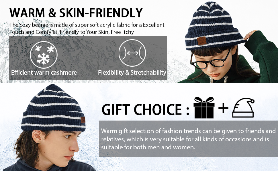 Winter Hat Warm Knitted Thick Baggy Slouchy Beanie Skull Cap for Men Women Soft Warm Ski Hat