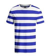  Blue and White Striped Shirt Men Sailor Costume Crewneck Casual Tee