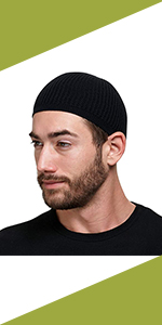 Candid Signature Kufi Cap with Ribbed Knit