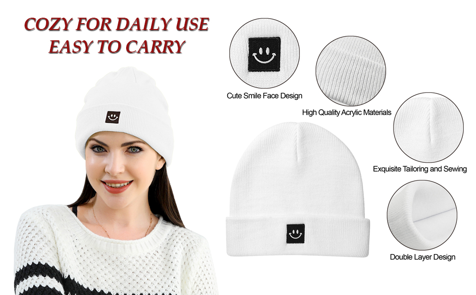 2 Packs Beanie Hat for Women Men