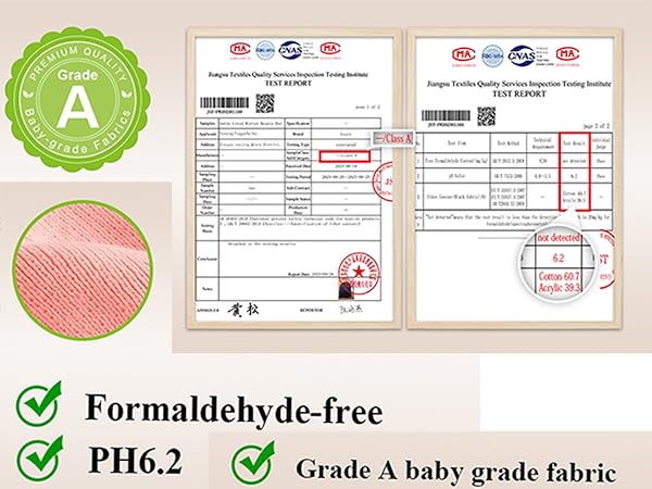 Formaldehyde-free PH6.2 Grade A baby grade fabric