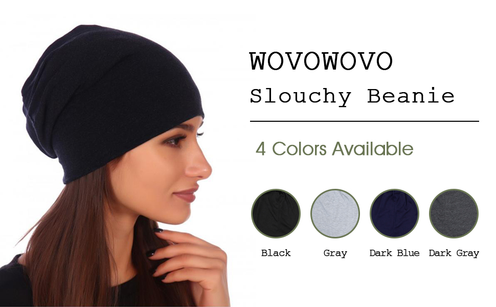 Slouchy beanie for men and women comes with 4 colors, include black, gray, dark blue and dark gray