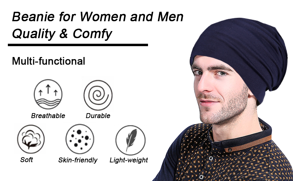 Unisex beanie made with polyester,  soft, breathable, durable, light-weight and skin-friendly. 