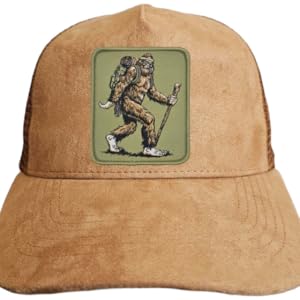 sasquatch,big foot, hiking,hiker,cap,men.suede,brown,leather,gift ideas,tan,richardson,gorras,hombre