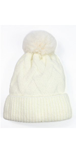 Arctic Barrier Cute Pompom Knitted Warm Beanie with Microfleece Lining