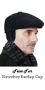 DOCILA Winter Faux Fur Ear Neck Cover Forward Cap Warmer Cold Weather Fishing Driving Gatsby Hat