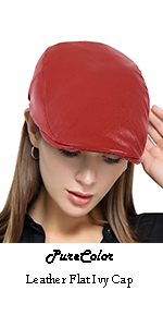 Leather Flat Ivy Hats Women Plain Newsboy Cap Fashion Gatsby Hat Lightweight Cabbie Driving Caps