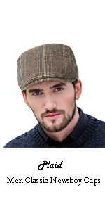 Classic Plaid Stripe Newsboy Cap for Men Women Cotton Flat Ivy Gatsbay Hat