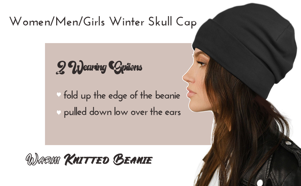 women men girls winter skull cap