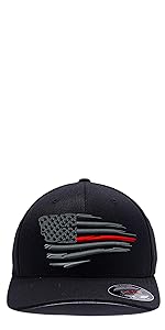 Thin Red Line American Flag Mens Flexfit Hat