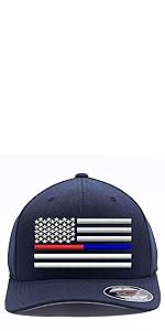 6277 Flexfit Thin Red and Blue Line Flag Hat 