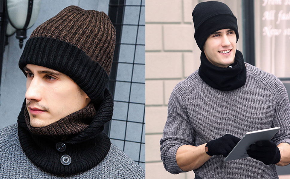 men beanie scarf neck warmer 