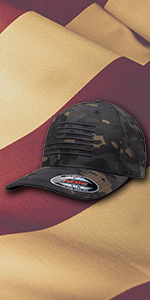 Black US flag multicam hat