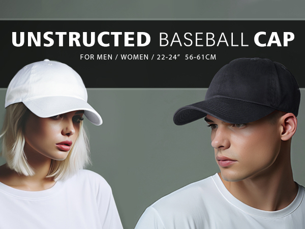 Unstructed baseball cap for men and womens cotton fabric breathable and upf50+