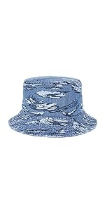  Blue Tiger Stripes Camo Washed Bucket Hat for Men and Women