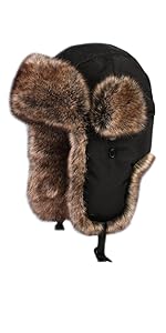 Black Faux Fur Trapper Hats