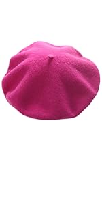 Rose Red Wool Blend French Beret Hat