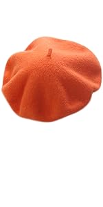 Orange Wool Blend French Beret Hat