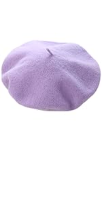 Lilac Purple Wool Blend French Beret Hat