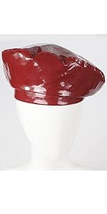 Burgundy Patent Military Beret Hat