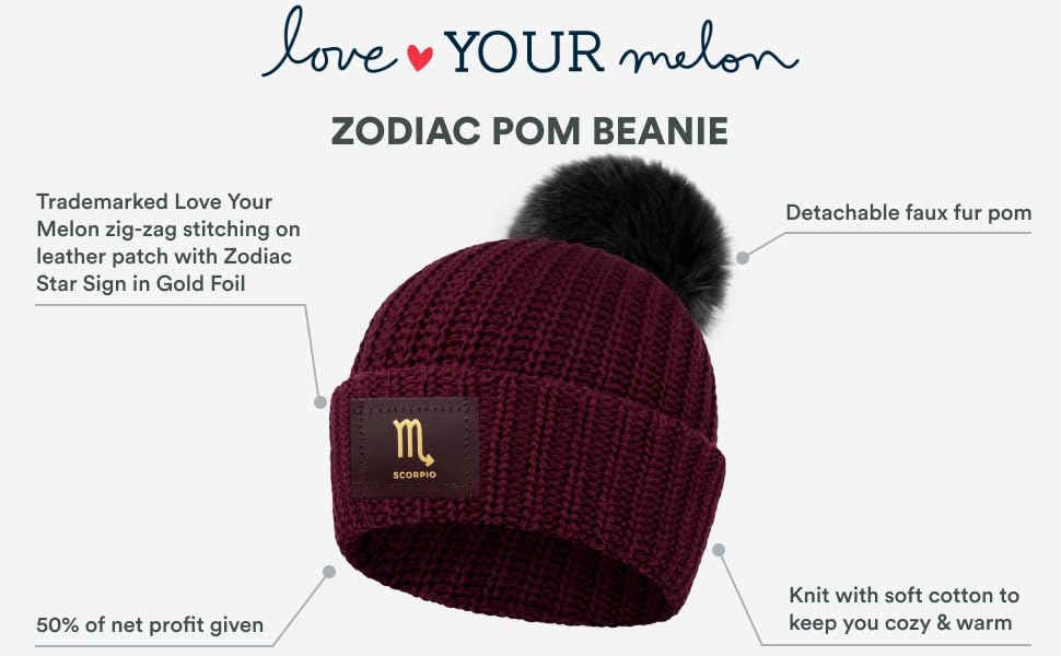 Zodiac Pom Beanie Details