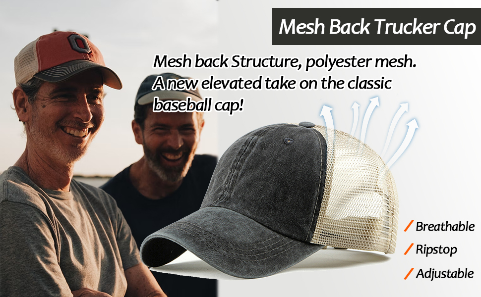 Mesh Baseball Cap Summer Breathable Trucker Mesh Hat Adjustable Sports Running Hat Quick Dry Cap