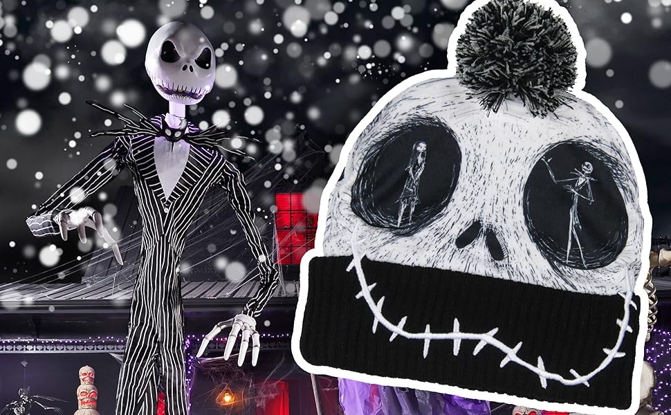 Disney Nightmare Before Christmas Jack Skellington Sublimated Knit Beanie Hat