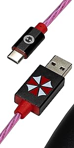 resident evil umbrella corp usb type c cable thumb grips