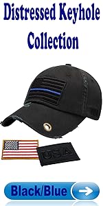 American Flag Distressed Keyhole Collection _ Black/Blue