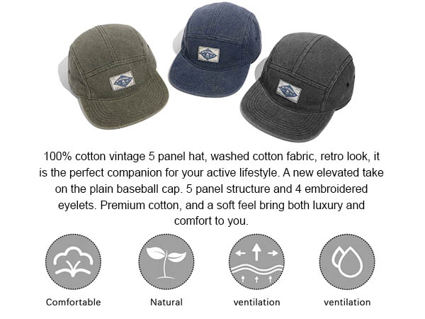  5 Panel Hat Flat Brim Baseball Cap Snapback Hats for Men 