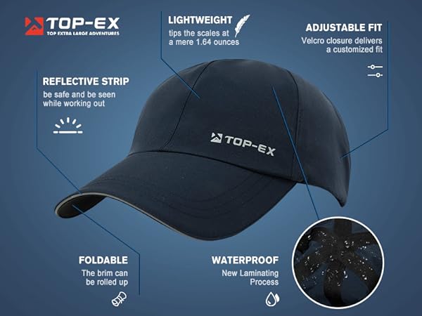 TOP-EX extra large head running baseball cap