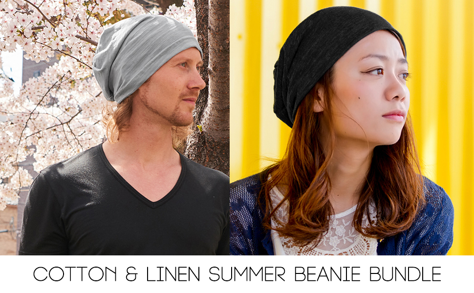 cotton linen beanie slouchy baggy cap chemo lightweight summer soft saggy hat