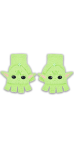 Beanie Gloves Yoda Baby Grogu Mandalorian License fingerless Cosplay Star Wars Disney Green