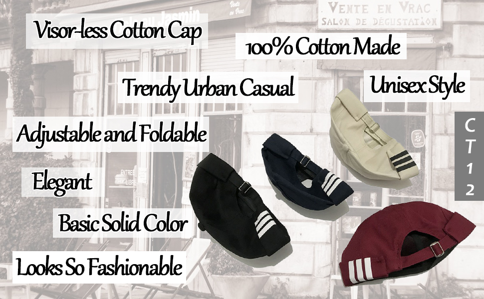 Mens Cotton Patch Brimless Skullcap Sailor Cap Rolled Cuff Retro Beanie Hat Docker Leon Cap 