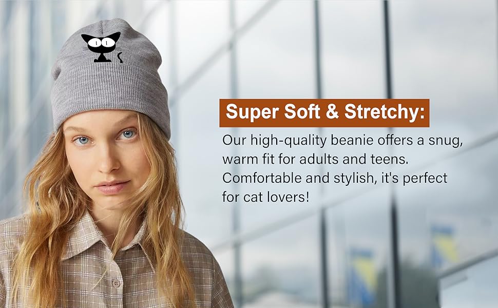 Cat Lover Beanie Cute Cat Embroidered Beanie christmas beanie halloween beanie Skullcap women girls 