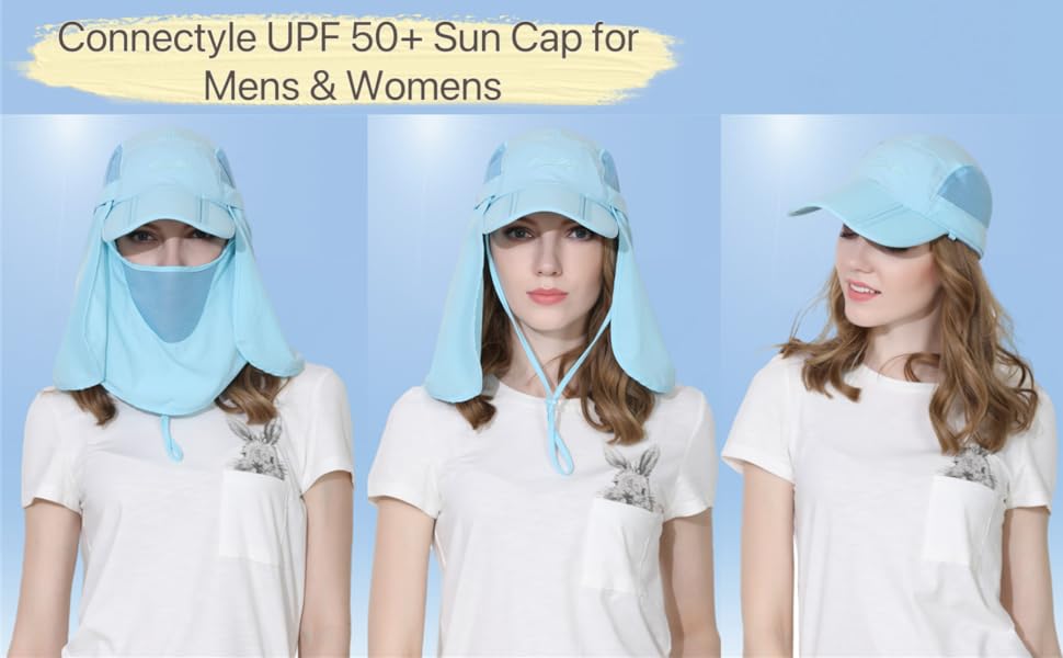 Connectyle UPF 50+ Protection Cap outdoor sports cap for men and women adjustable neck flap sun hat