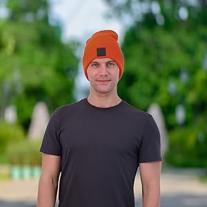 Orange beanie hat