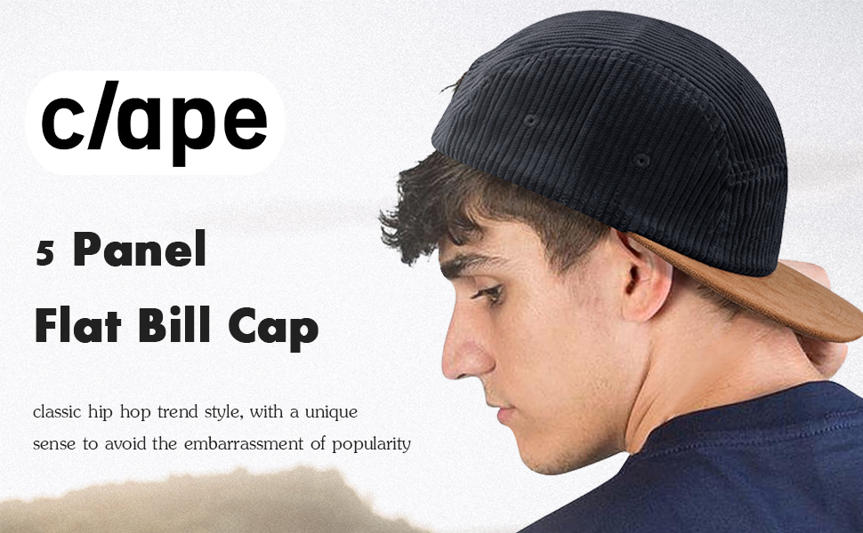 5 Panel Camper Hat Flat Bill Visor Cap Snapback Cap