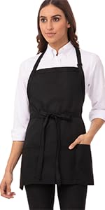 Chef Works Unisex Three Pocket Apron, Black