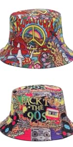 Bucket Hat for Men Women,Packable Reversible Printed Sun Hats