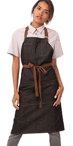 Chef Works Unisex Memphis Bib Apron, Black