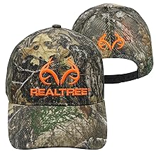 realtree mossy oak blaze orange camouflage mesh back snap back precurved flat bill trucker hat cap