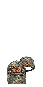 realtree mossy oak blaze orange camouflage mesh back snap back precurved flat bill trucker hat cap