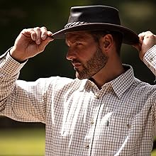 cowhide hat and country shirt