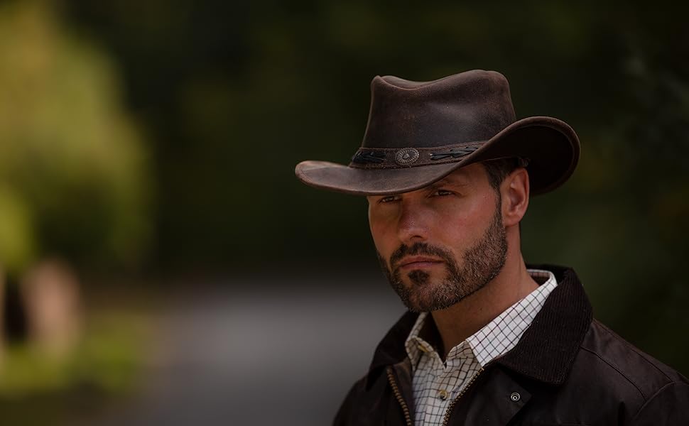 leather cowhide explorer hat