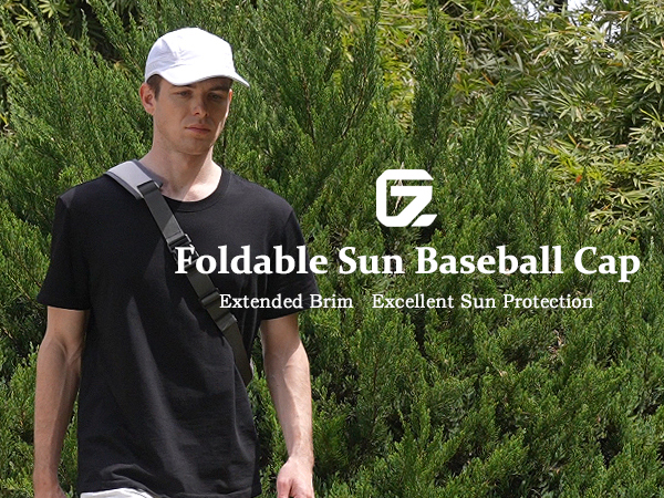 Foldable sun baseball cap with long brim for men outdoor sports