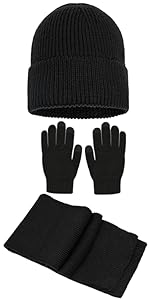 3 Pack Winter Beanie Hat Touchscreen Gloves and Scarves for Men